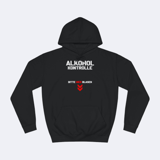 Alkoholkontrolle bitte hier blasen Fun Shirt lustiger Hoodie Schwarz Unisex