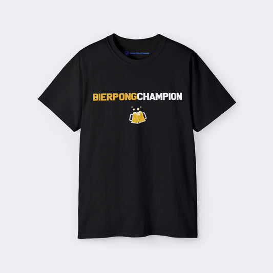 Bierpong Champion T-Shirt lustiges Shirt Saufen mit Farbe Schwarz Unisex